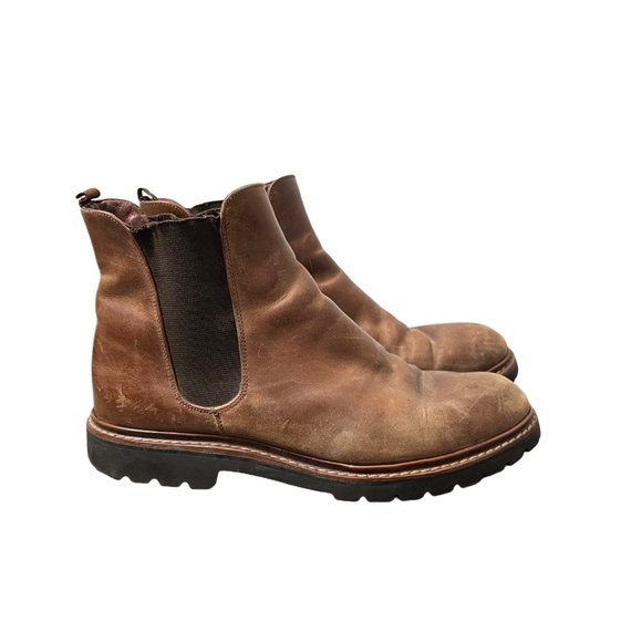 Mens Vibram Gumlite Brown Leather Mid Pull On Chelsea Boots Size 8 - Picture 1 of 7